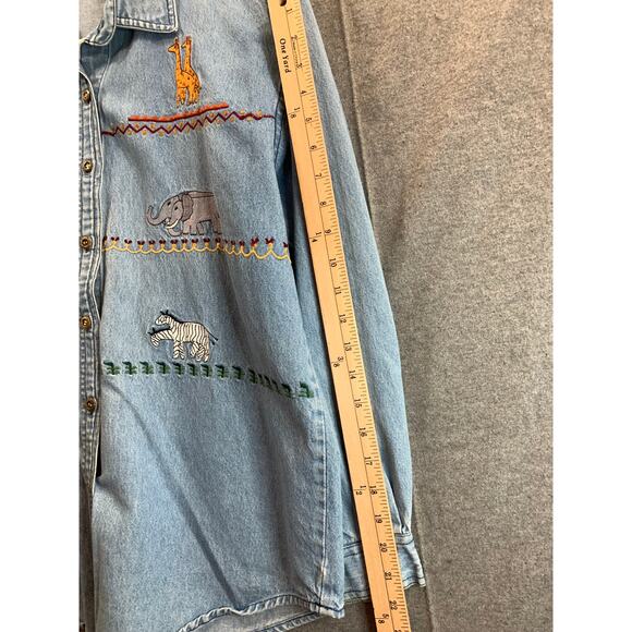 Noah's Ark Denim Blouse Womens Extra Large Blue Long-Sleeve - Picture 6 of 7